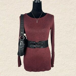 Womens Maroon Long Sleeve Top